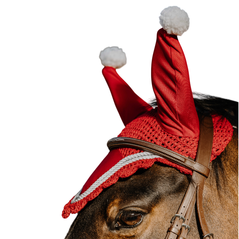 Equithème - Bonnet pour chevaux Xmas rouge