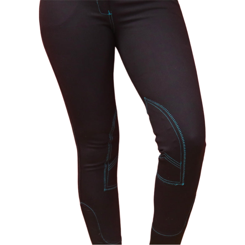 Equithème - Pantalon d'équitation femme Verona noir/ turquoise | - Ohlala