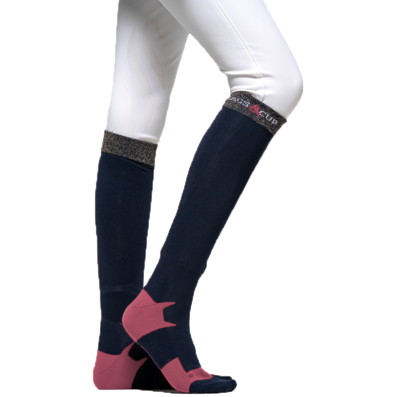 Flags & Cup - Women's equestrian socks Olbia navy/cherry 