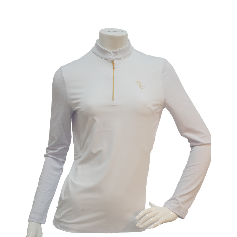 Flags & Cup - Lange mouwen wedstrijd polo dames Andria wit 