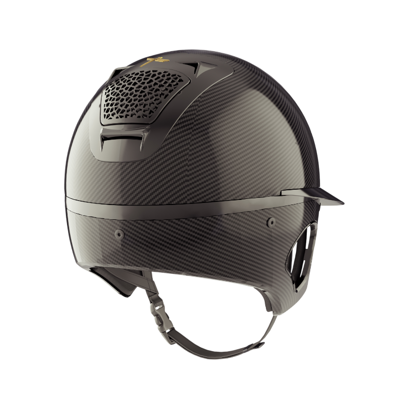 Freejump - Casque d'équitation Voronoï Carbone full protec noir glossy visière wide