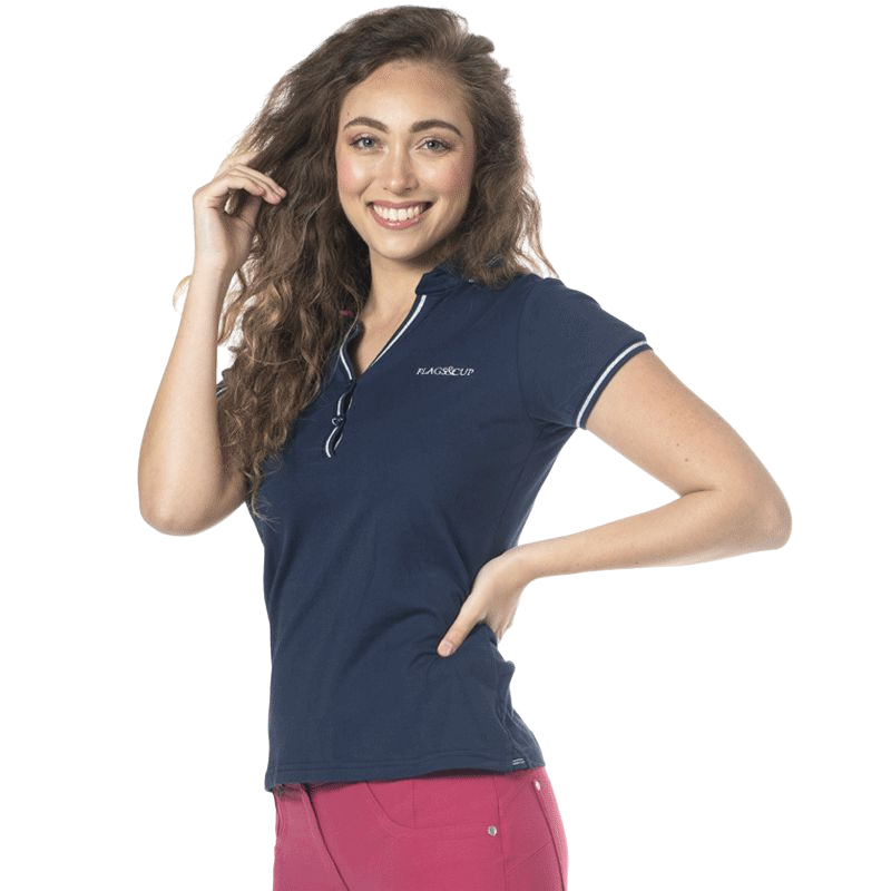 Flags &amp; Cup - Rosa navy women's short-sleeved polo shirt