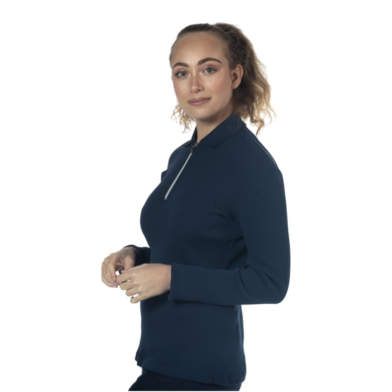 Flags &amp; Cup - Rib Tolsona navy women's long-sleeved polo shirt