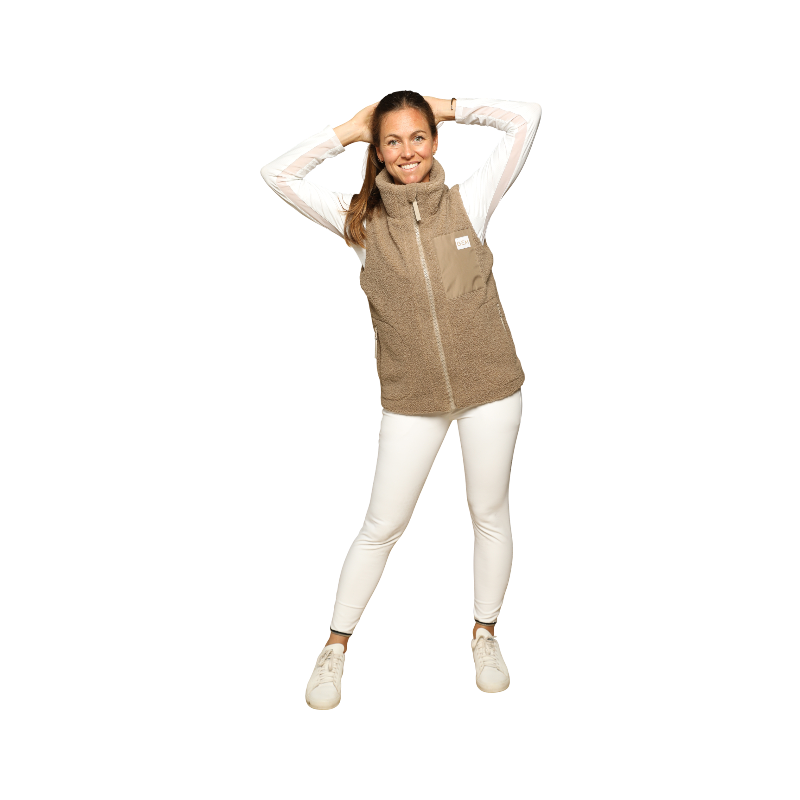 GEM - Veste sans manches mouton On femme chataigne