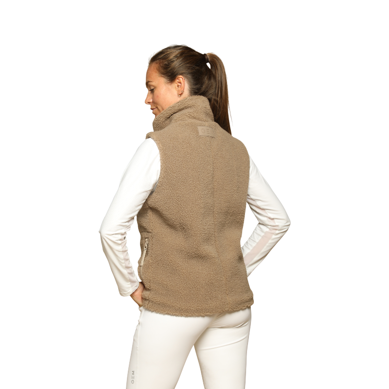 GEM - Veste sans manches mouton On femme chataigne