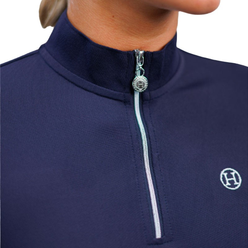 Harcour – Technisches Langarm-Poloshirt für Damen in Pacific Navy