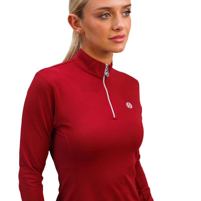 Harcour - Langärmliges technisches Poloshirt für Damen in Pacific Ruby