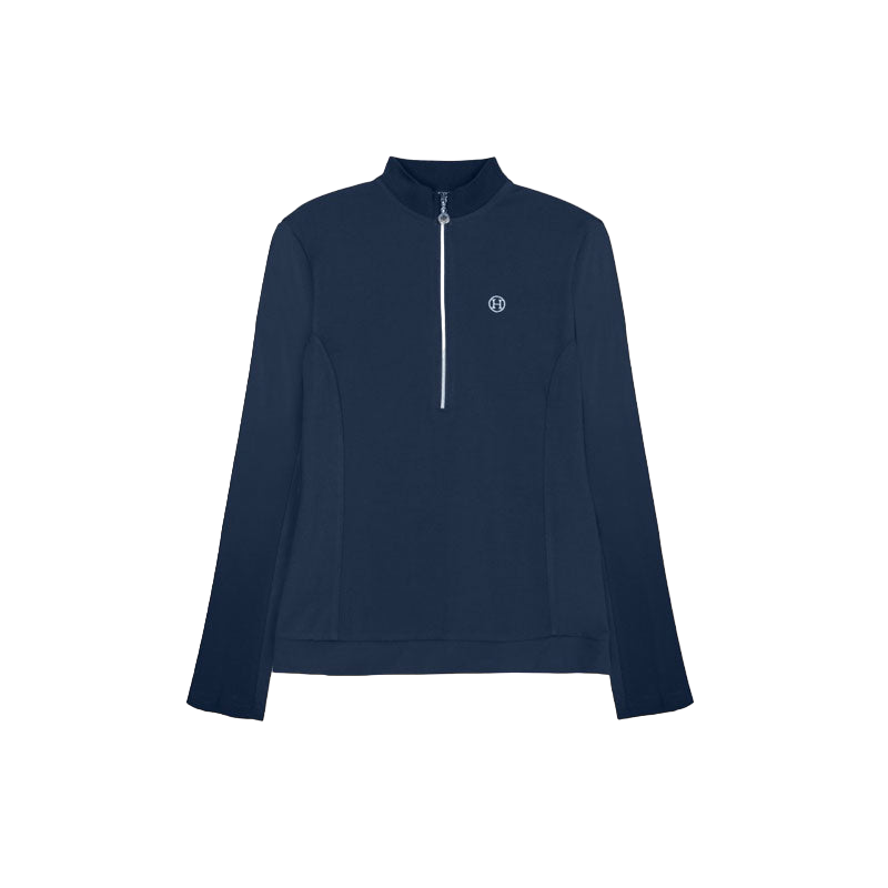 Harcour – Technisches Langarm-Poloshirt für Damen in Pacific Navy