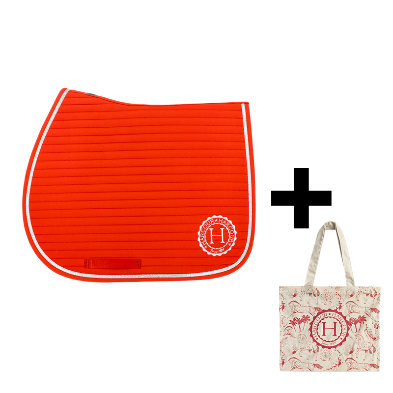 Harcour - Pack tapis de selle Karembar fauve + tote bag Galia rose