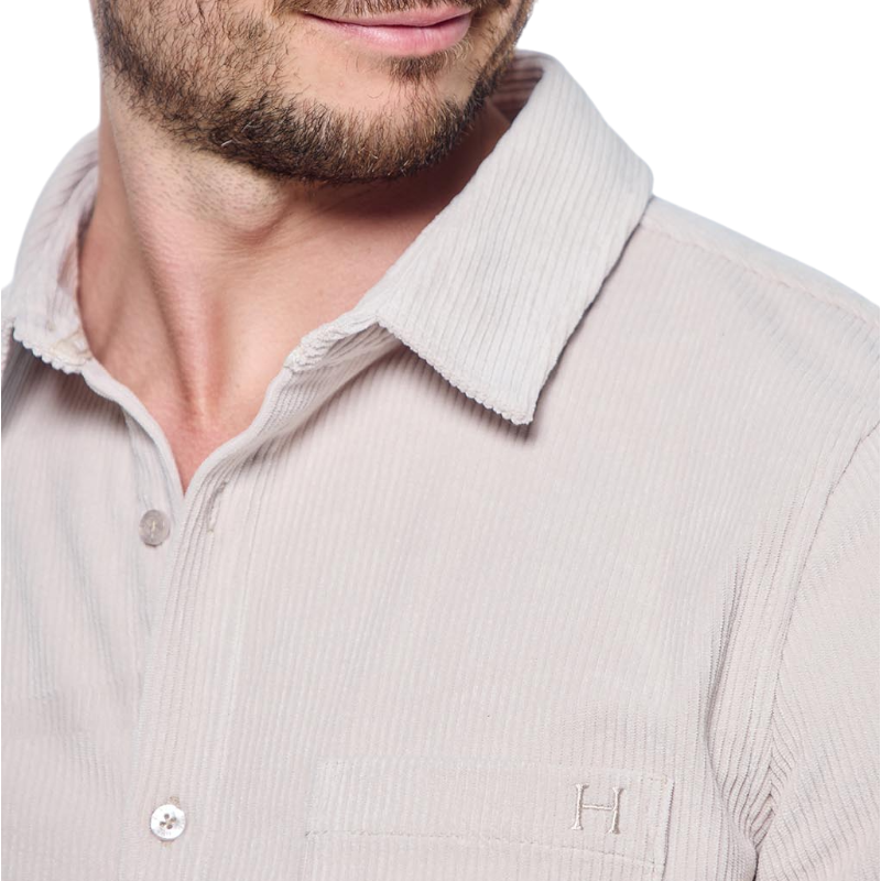Harcour - Chemise manches longues en velours homme Shavi ivoire