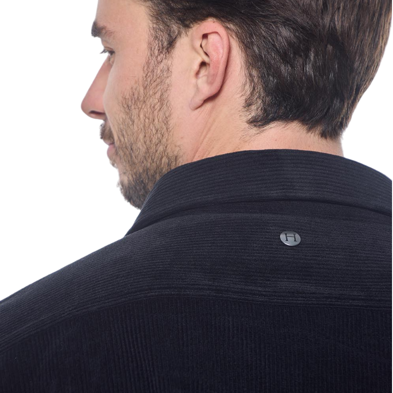 Harcour - Chemise manches longues en velours homme Shavi noir