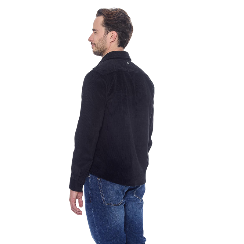 Harcour - Chemise manches longues en velours homme Shavi noir