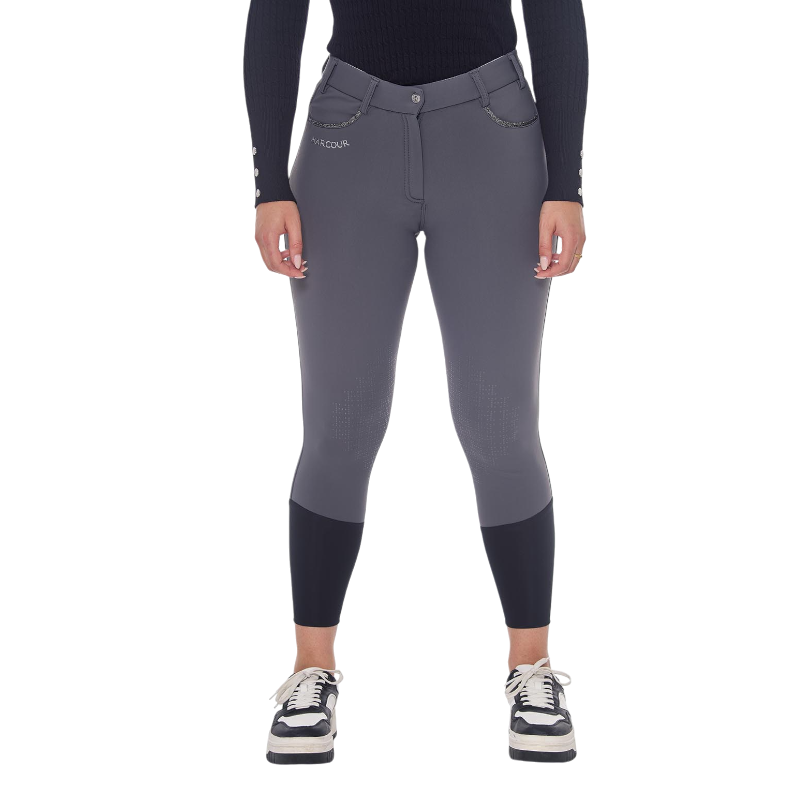 Harcour - Pantalon d'équitation polaire femme Jaipur gris anthracite