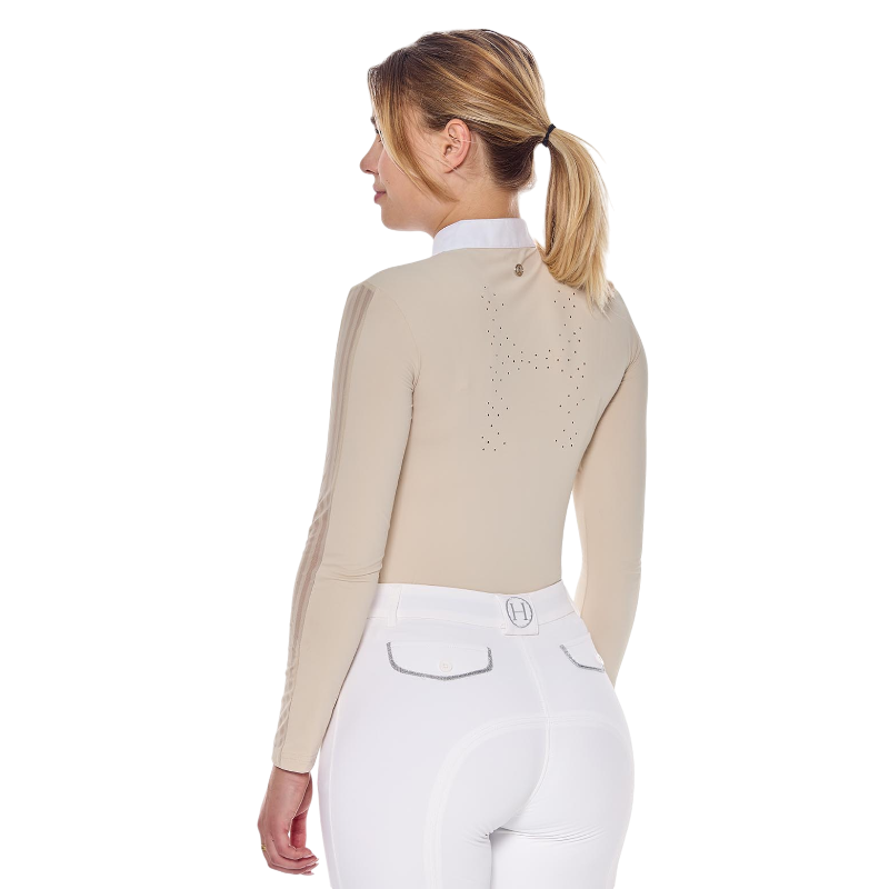 Harcour - Polo de concours manches longues femme Pannie ivoire