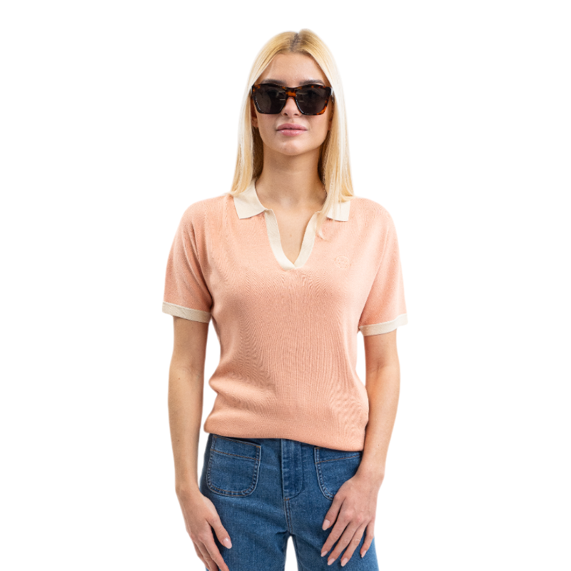 Harcour - Dames polo met korte mouwen perzik abrikoos 