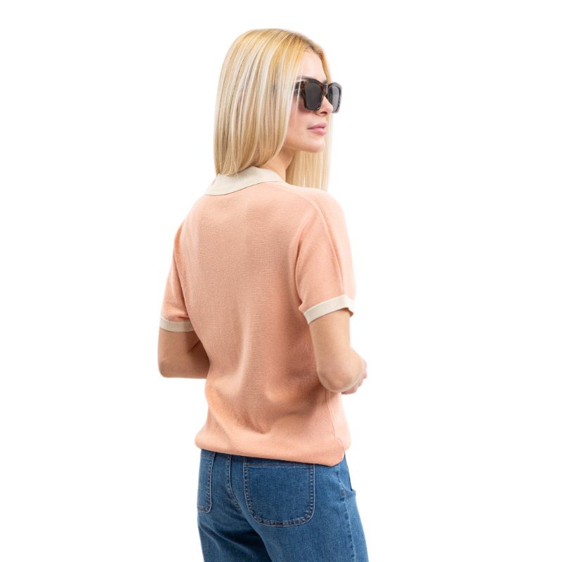 Harcour - Dames polo met korte mouwen perzik abrikoos 