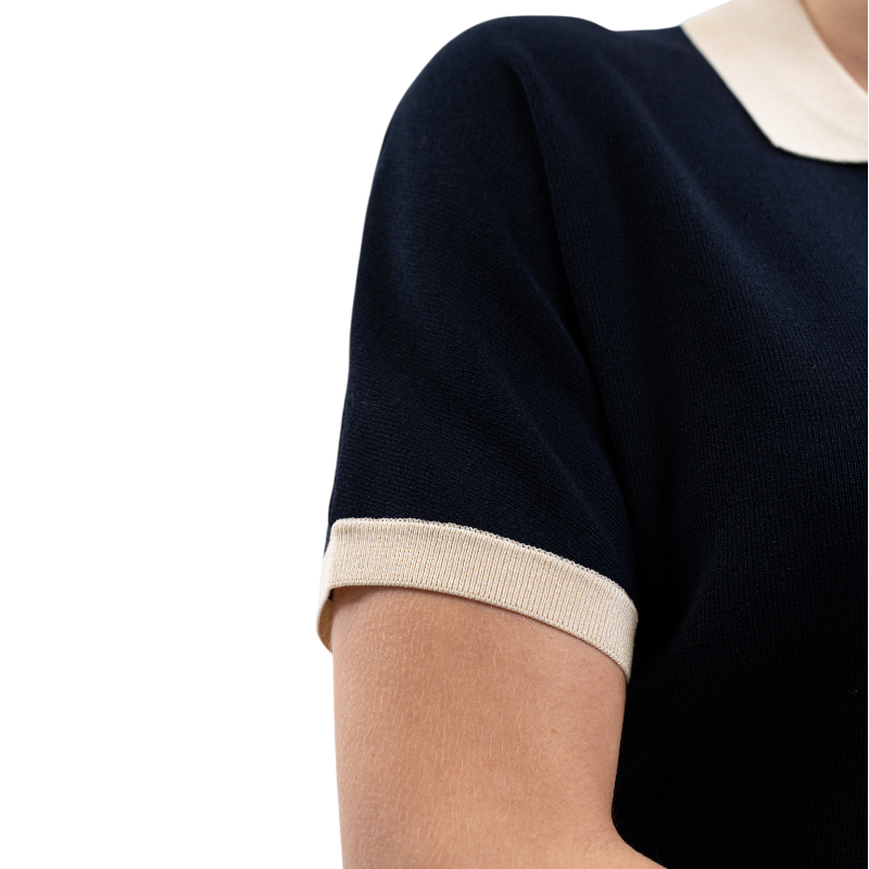 Harcour - Dames polo met korte mouwen perzik marine 