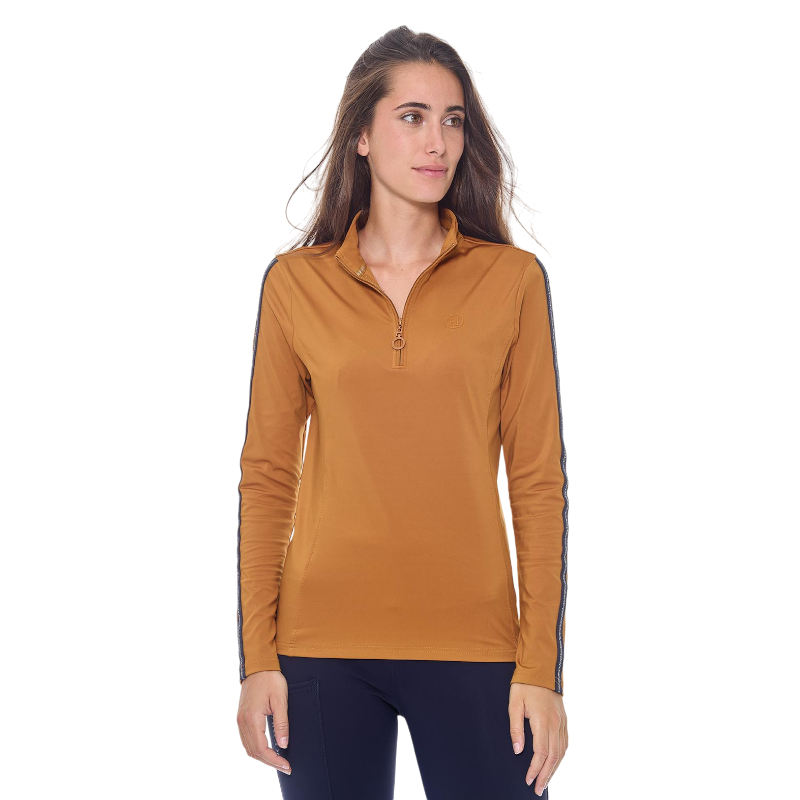 Harcour - Polo manches longues chaud femme Pistach golden yellow