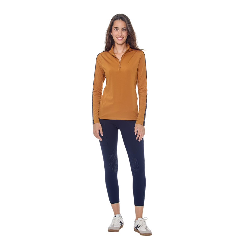 Harcour - Polo manches longues chaud femme Pistach golden yellow