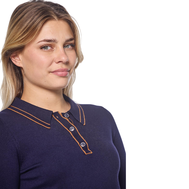 Harcour - Polo manches longues femme Popi marine