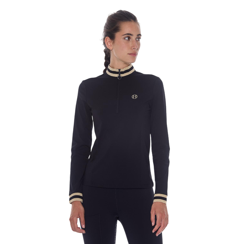 Harcour - Polo technique manches longues femme Alpha noir
