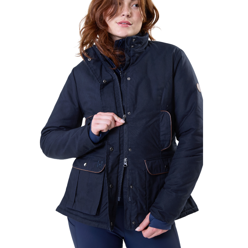 Horseware - Blouson manches longues femme Newmarket Wax marine | - Ohlala