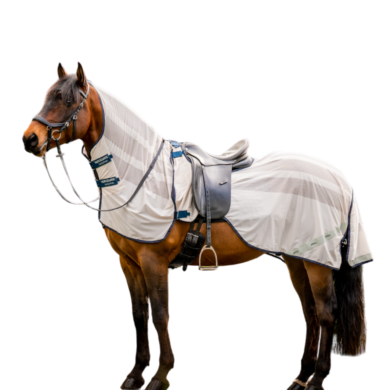 Horseware - Chemise anti-mouches Flyrider chalk/ marine | - Ohlala