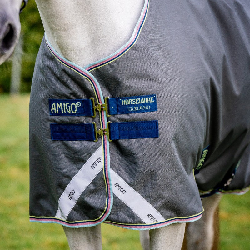 Horseware - Couverture d'extérieur Amigo Bravo 12 Original shadow/ marine/ lime 100g | - Ohlala