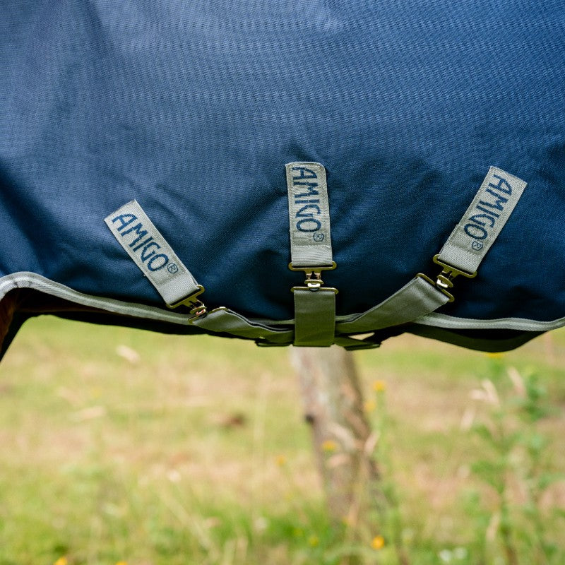 Horseware - Couverture d'extérieur Amigo Bravo 12 Plus Lite marine/ titanium grey/ argent 0g