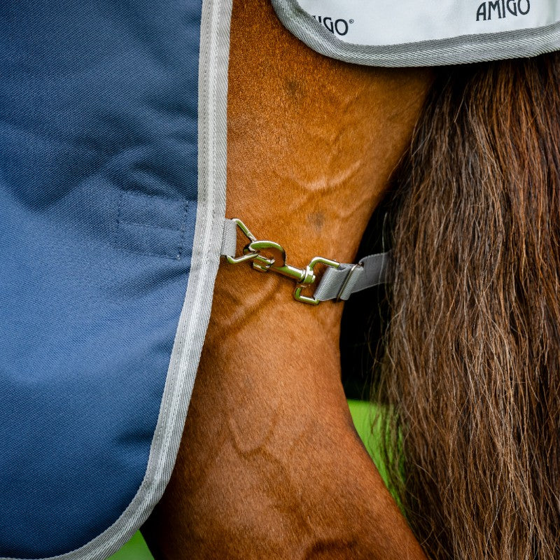 Horseware - Couverture d'extérieur Amigo Bravo 12 Plus Lite marine/ titanium grey/ argent 0g