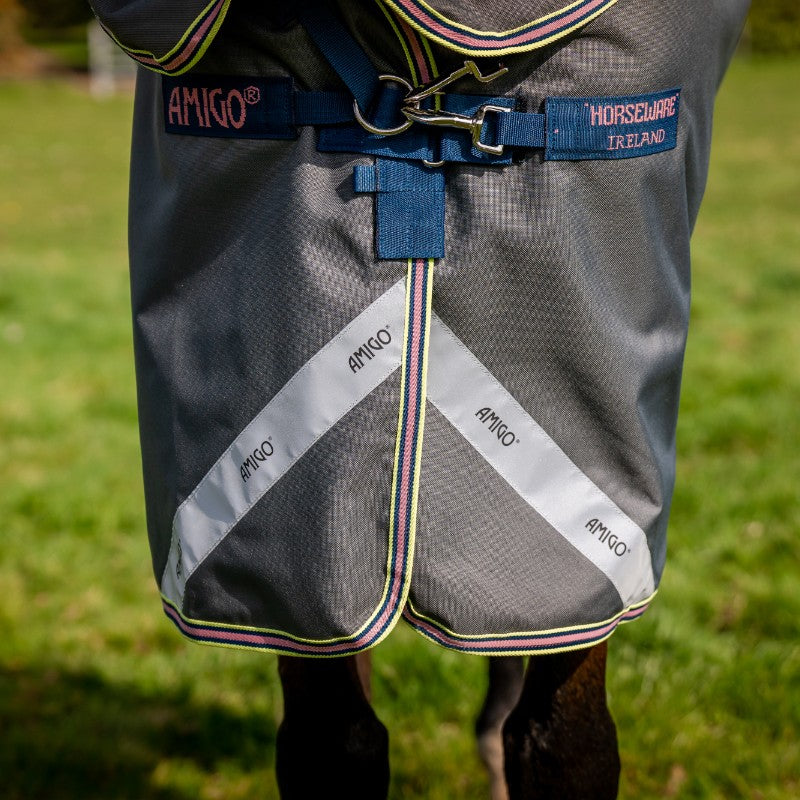 Horseware - Couverture d'extérieur Amigo Bravo 12 Plus dark shadow/ marine/ rose 50g + doublures | - Ohlala