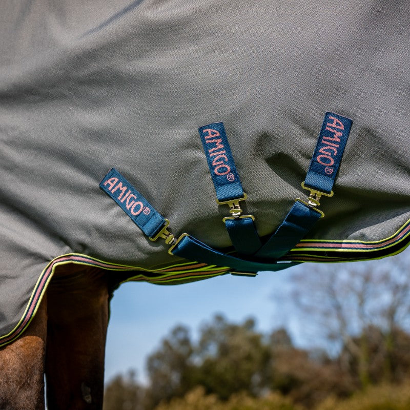 Horseware - Couverture d'extérieur Amigo Bravo 12 Plus dark shadow/ marine/ rose 50g + doublures | - Ohlala