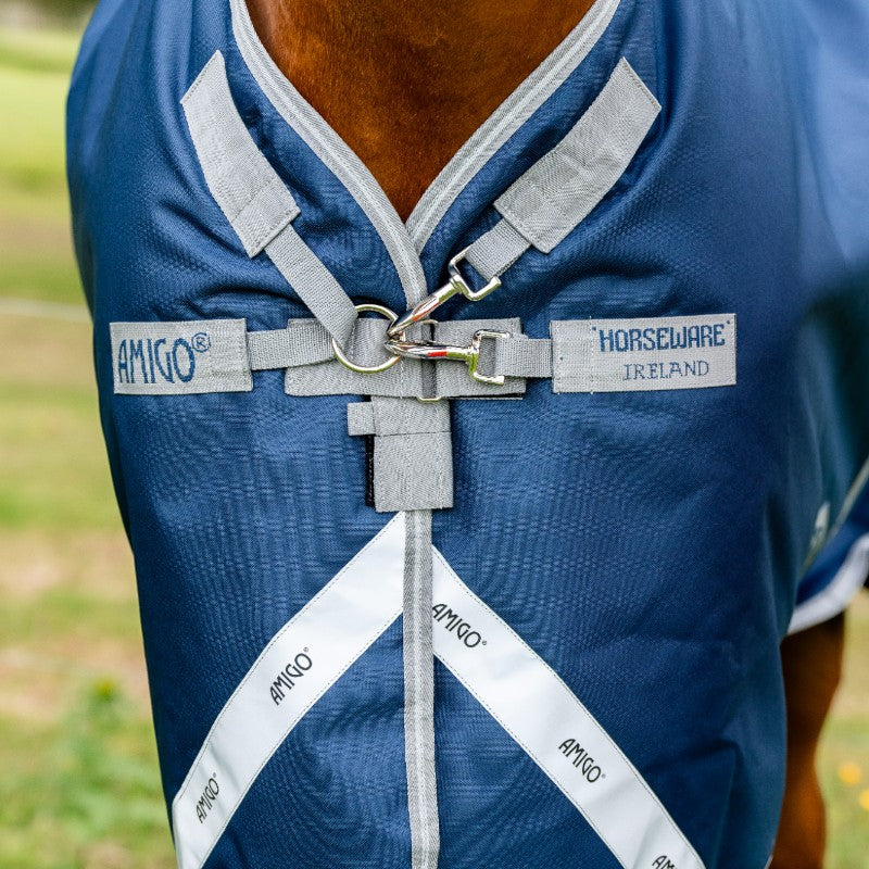 Horseware - Couverture d'extérieur Amigo Bravo 12 Plus marine/ titanium grey/ argent 50 + doublures