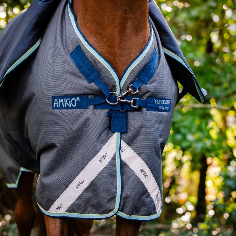 Horseware - Couverture d'extérieur Amigo Bravo 12 Plus shadow/ marine/ blue haze 400g | - Ohlala