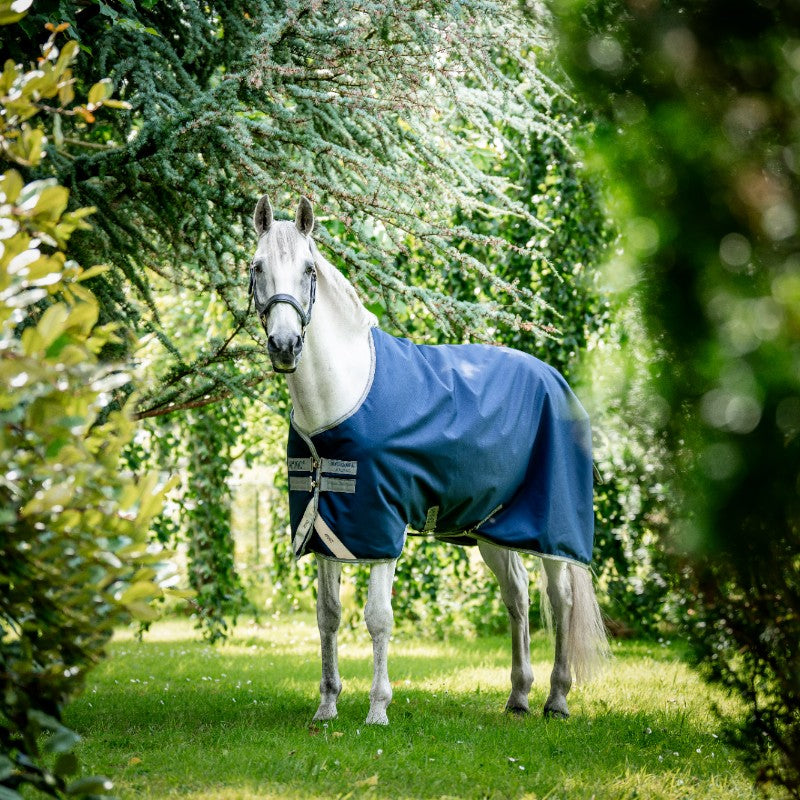 Horseware - Couverture d'extérieur Amigo Bravo 12 Turnout marine/ titanium grey/ argent 0g