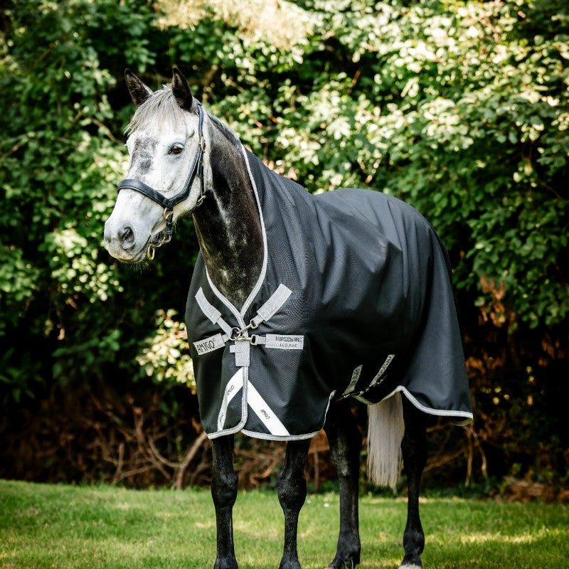 Horseware - Couverture d'extérieur Amigo Bravo 12 Wug noir/ titanium grey/ argent 250g