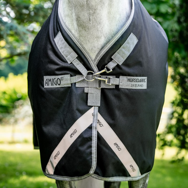 Horseware - Couverture d'extérieur Amigo Bravo 12 XL Original noir/ titanium grey/ argent 250g