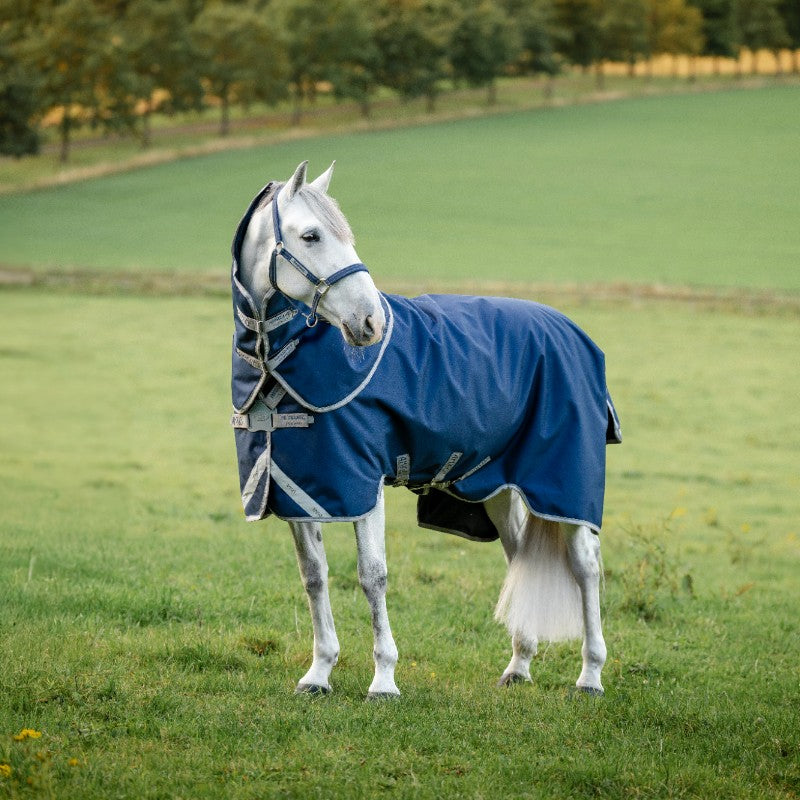 Horseware - Couverture d'extérieur Amigo FieldSafe Plus Turnout marine/ titanium grey/ argent 50g