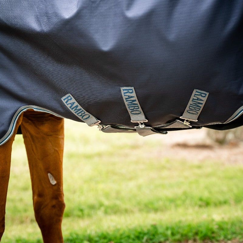 Horseware - Couverture d'extérieur Rambo Duo Force 2.0 marine/ thunderstorm grey/ argent 100g