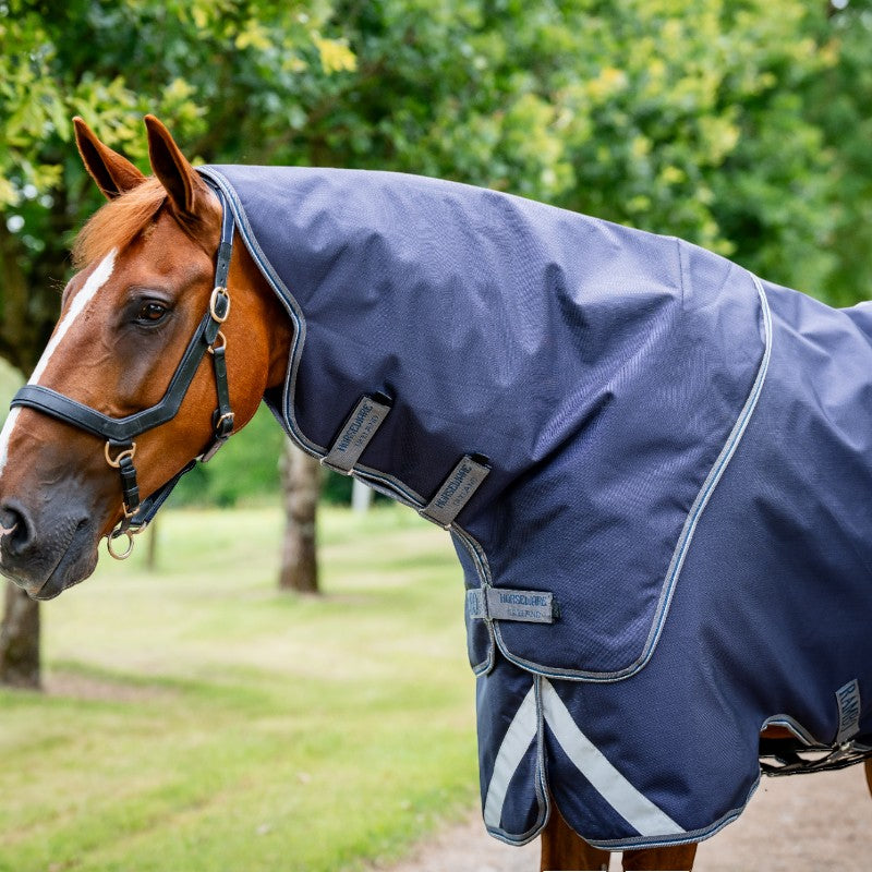 Horseware - Couverture d'extérieur Rambo Duo Force 2.0 marine/ thunderstorm grey/ argent 100g