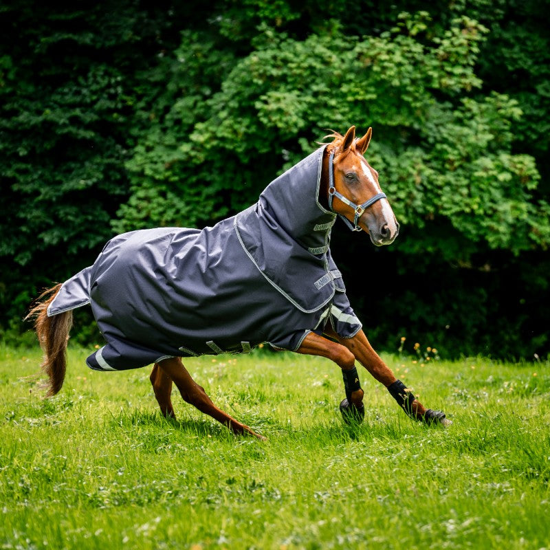 Horseware - Couverture d'extérieur Rambo Duo Force 2.0 marine/ thunderstorm grey/ argent 100g