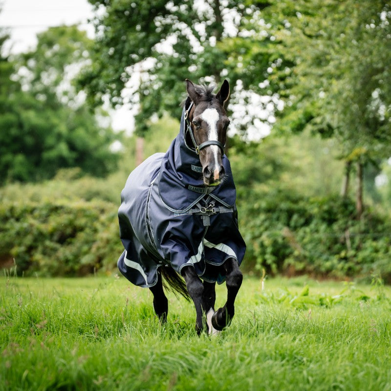 Horseware - Couverture d'extérieur Rambo Optimo Plus Turnout Bundle marine/ thunderstorm grey/ argent (0g + 200g)