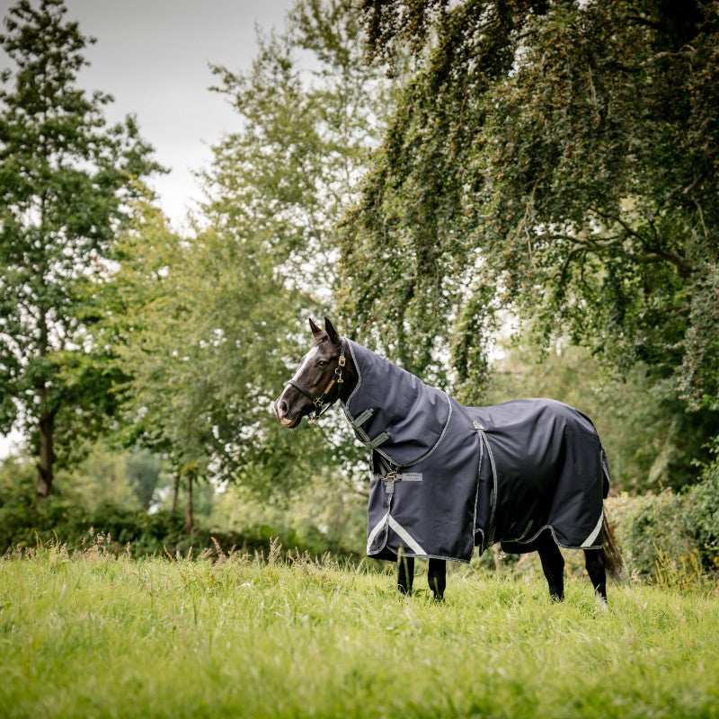 Horseware - Couverture d'extérieur Rambo Optimo Plus Turnout Bundle marine/ thunderstorm grey/ argent (0g + 400g)