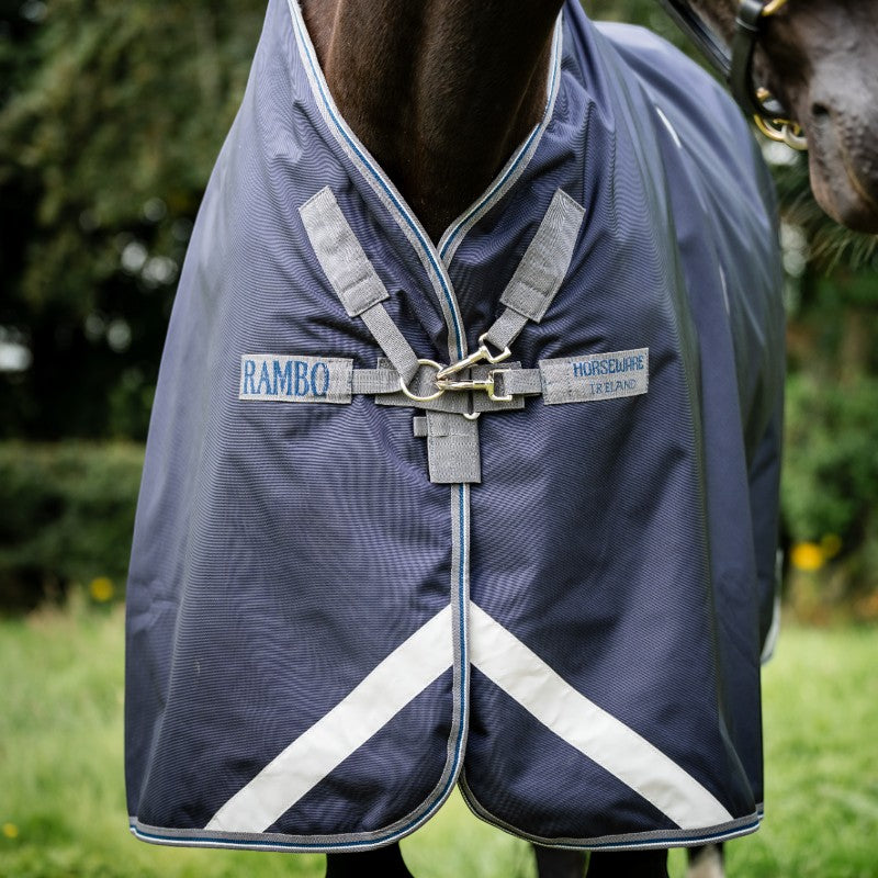 Horseware - Couverture d'extérieur Rambo Optimo Plus Turnout Bundle marine/ thunderstorm grey/ argent (0g + 400g)