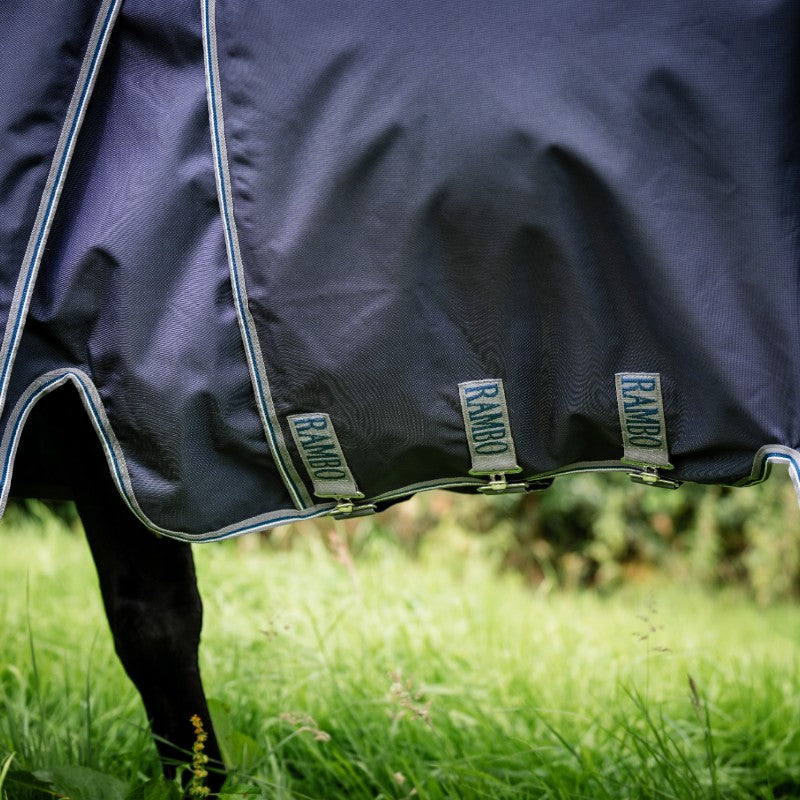 Horseware - Couverture d'extérieur Rambo Optimo Plus Turnout Bundle marine/ thunderstorm grey/ argent (0g + 400g)