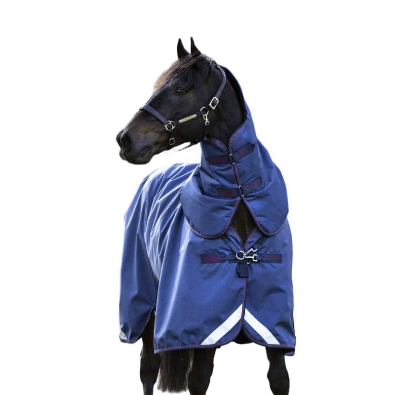 Horseware - Couverture d'extérieur Rambo Optimo Turnout Plus marine/ bordeaux 0g | - Ohlala