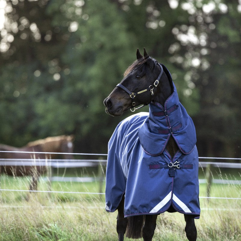 Horseware - Couverture d'extérieur Rambo Optimo Turnout Plus marine/ bordeaux 0g | - Ohlala