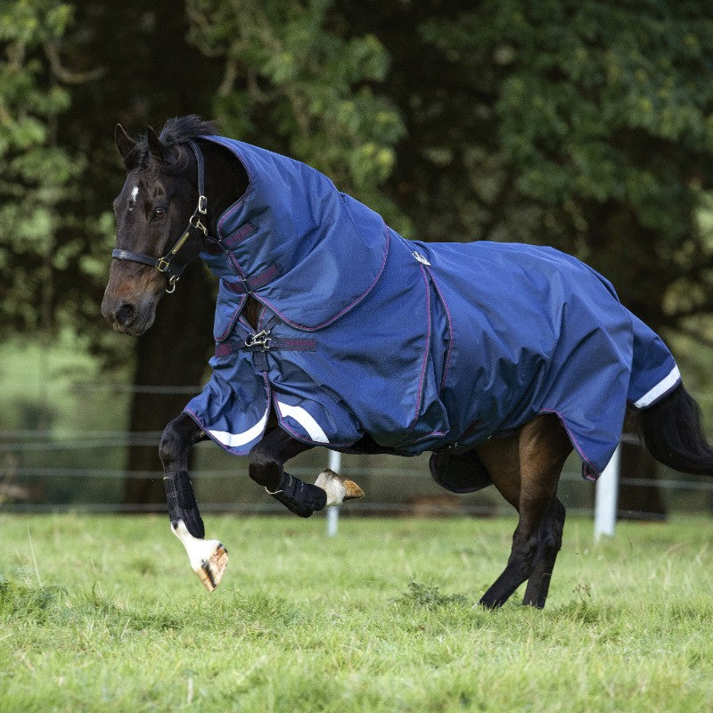 Horseware - Couverture d'extérieur Rambo Optimo Turnout Plus marine/ bordeaux 0g | - Ohlala