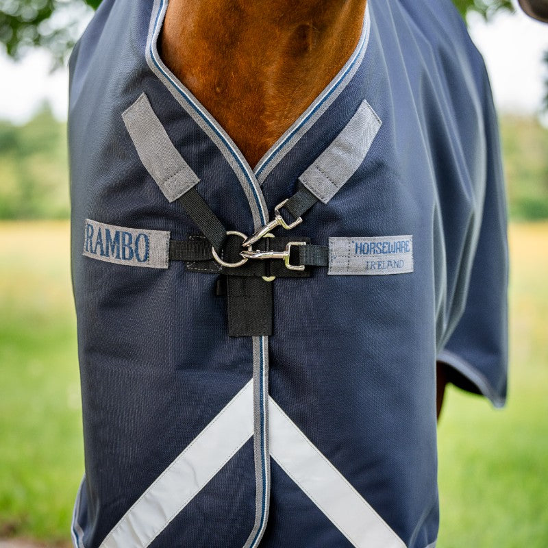 Horseware - Couverture d'extérieur Rambo Supreme Turnout Plus marine/ thunderstorm grey/ silver 250g