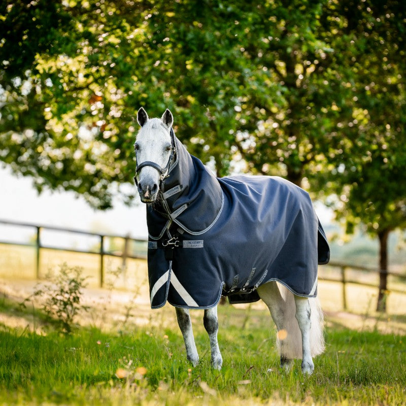 Horseware - Couverture d'extérieur Rambo Supreme Turnout Plus marine/ thunderstorm grey/ silver 250g